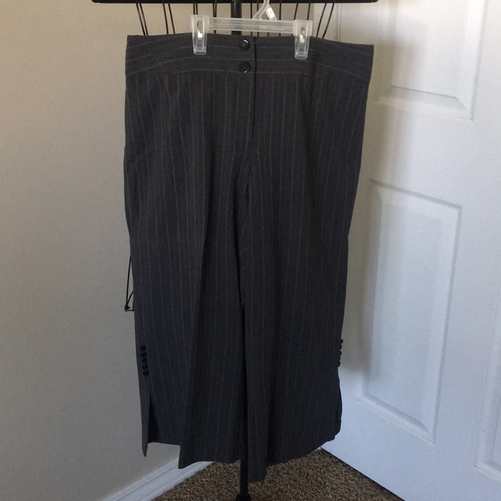 Gray pinstriped Capris